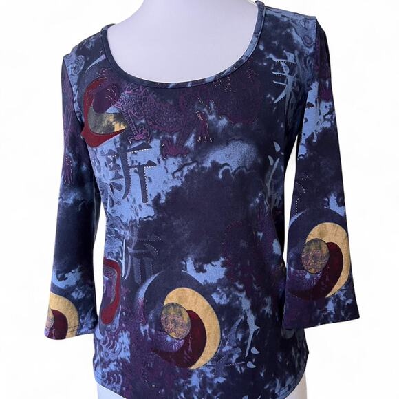 Vintage French Paris Celestial Top | Cop Copine Style | Astrology Lunar Size L - Picture 6 of 8